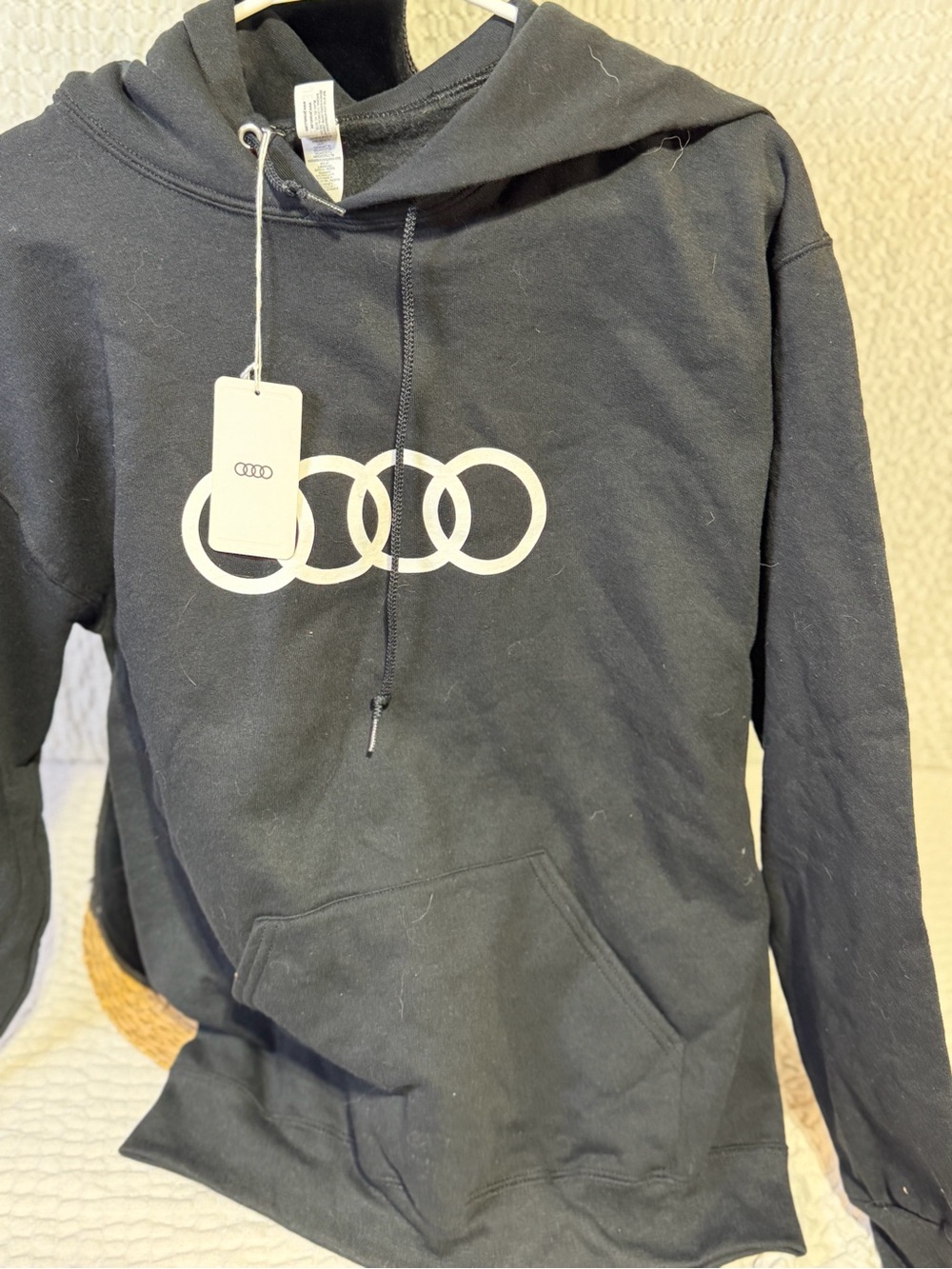 Black Pullover Hoodie with White Logo - Home Accent Audi medium